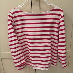 J. Crew Striped dark pink  and white Breton Top